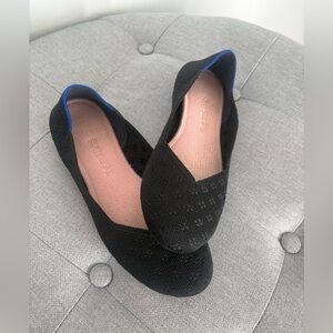 Rothy's metallic patterned black flats “the flat” size 8 (fits like 7.5)
